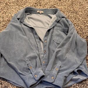 Blue Corduroy Button-Up Shirt